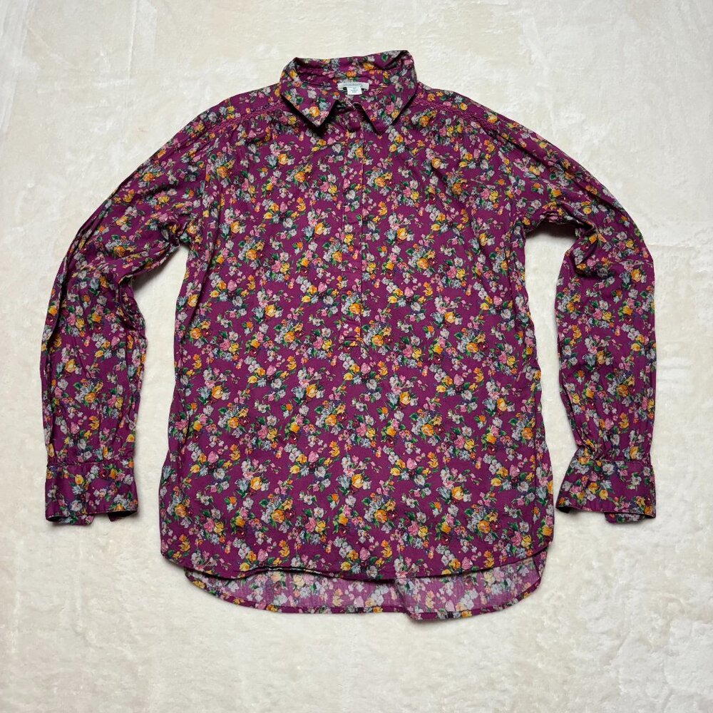 Sundance Womens Blouse‎ Size Medium 1/2 Button Popover Collar Pink Poppy Floral